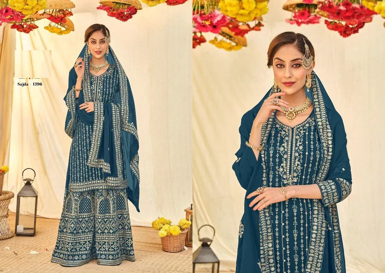 Sajda 1396 Blue Blooming Georgette Salwar Kameez Catalog